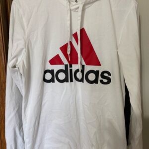 adidas White Hoodie with Black Logo lightweight size Small